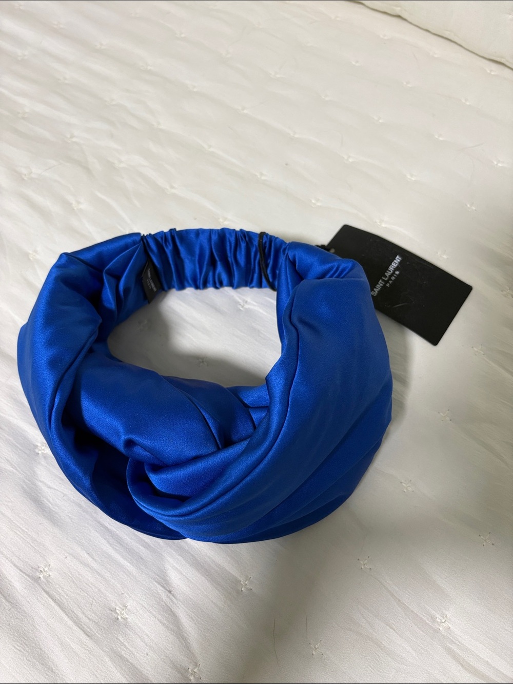Saint Laurent Royal Blue Satin Twist Headband